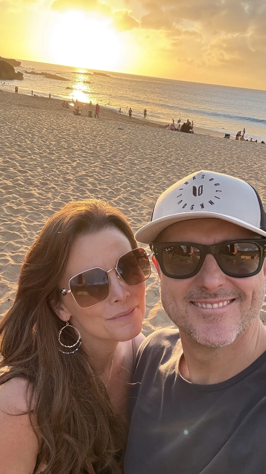 Amy and Karl together on the beach in Hawaii